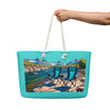 Oversized, Turquoise Relax Riverside Logo Weekender Tote Bag