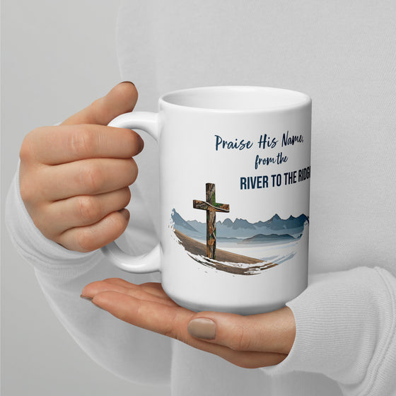 Praise His Name, Large 15oz Christian Mug