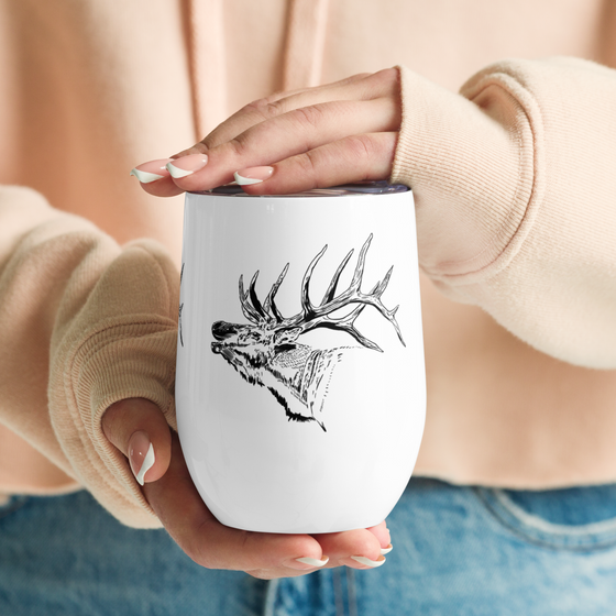Elk Logo Double Wall Insulated Wine Tumbler w/ Lid