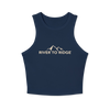 Women's High Neck Micro Rib Crop Racerback Tank