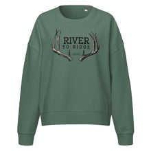  Product mockup of a River to Ridge Clothing Brand Deer Antler Womens organic cotton pullover