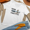 Product mockup from River to Ridge Brand Hunting Fishing Fitness and Faith T shirt