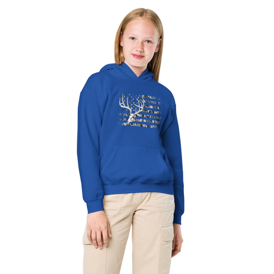 Youth Whitetail Flag Hoodie, Unisex, Royal or Black